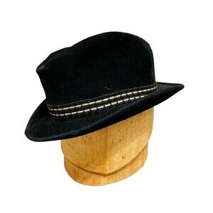 Vintage 1950s Black Alexander Customized Fedora 7 1/8 S/M